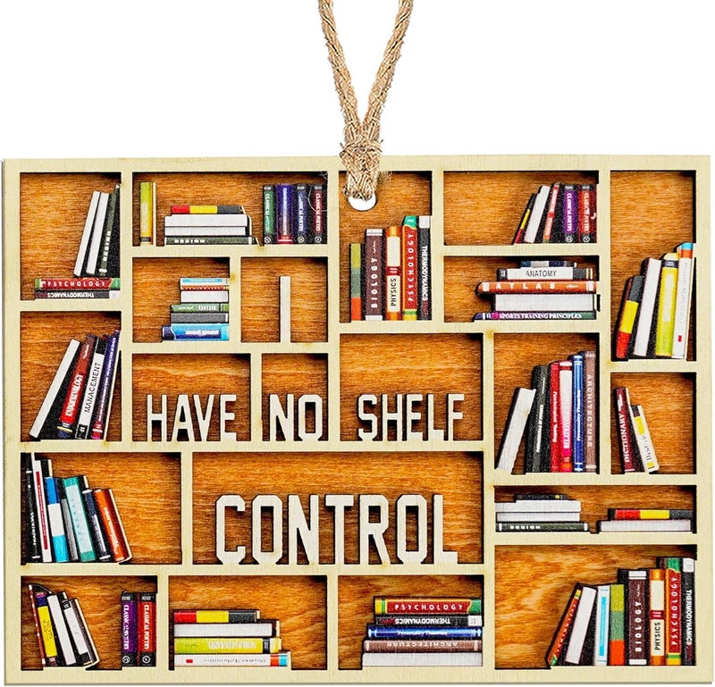 NELXI Book Ornament, Book Lovers Gifts, Book Ornaments for Christmas Tree, Wooden Bookshelf Heart Ornament, Rustic Library Decor for Readers and Bookworms, Teacher, Reader. Gift for Book Lovers Women 2025 - Image 1